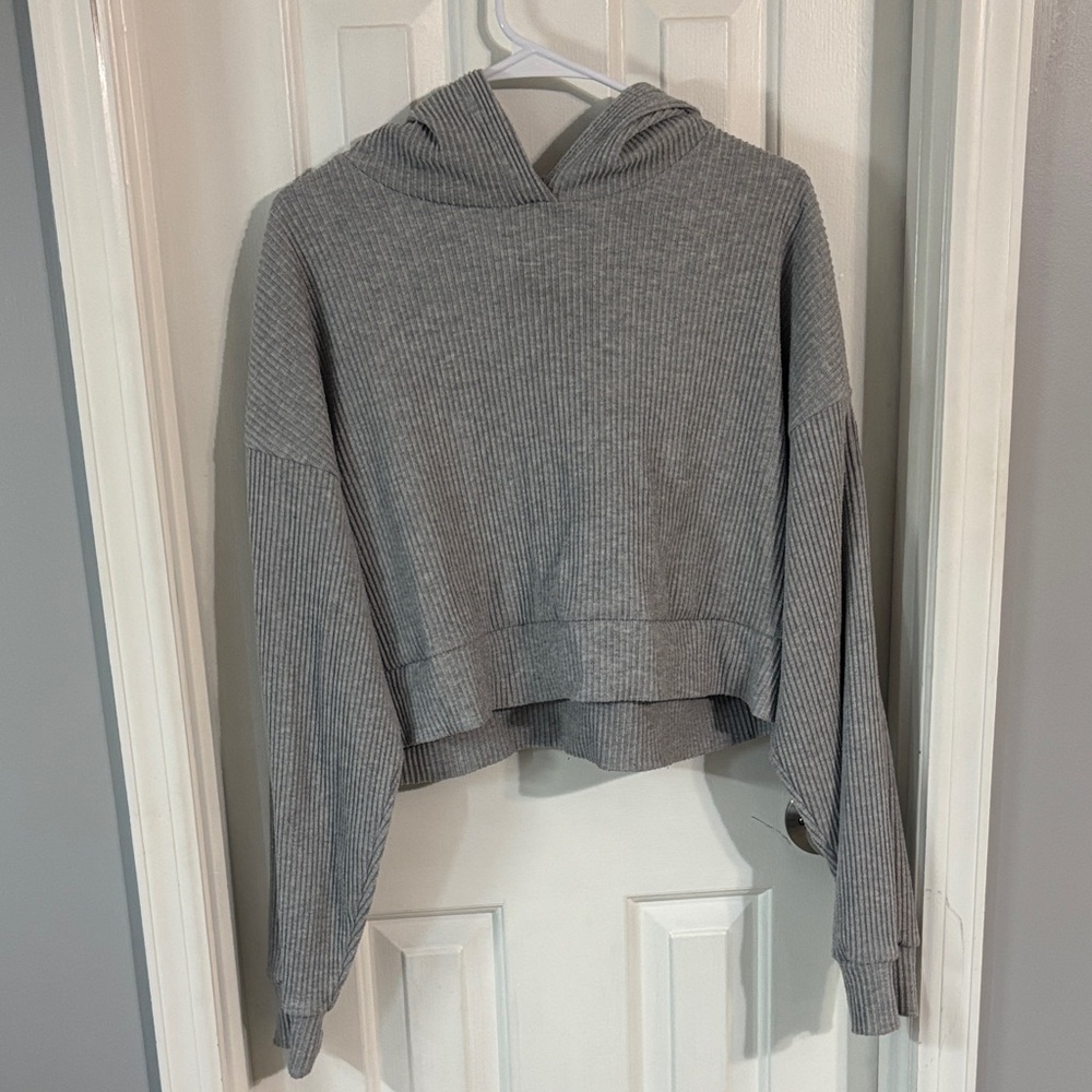 ALO Yoga Heather Gray Ribbed Hoodie